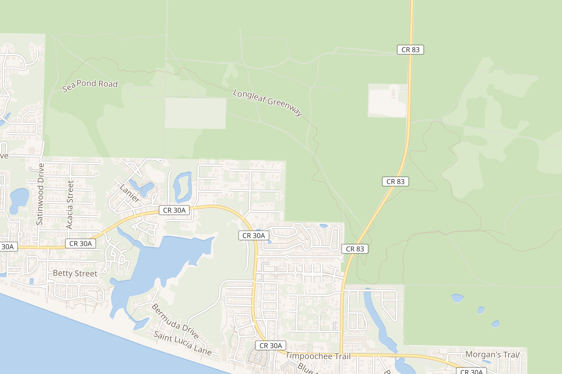 Approximate location of Double Dutch in Santa Rosa Beach · 30A · Florida