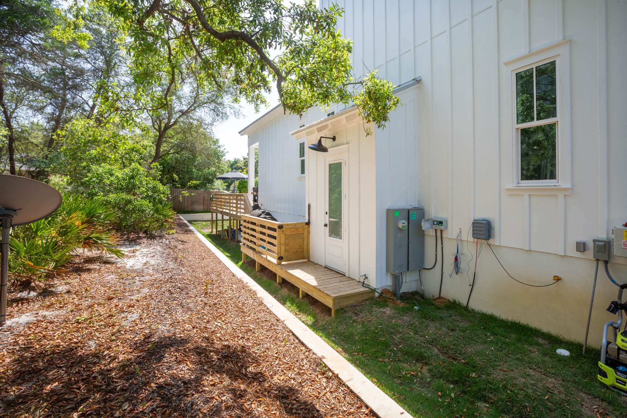 Side yard and landscaping