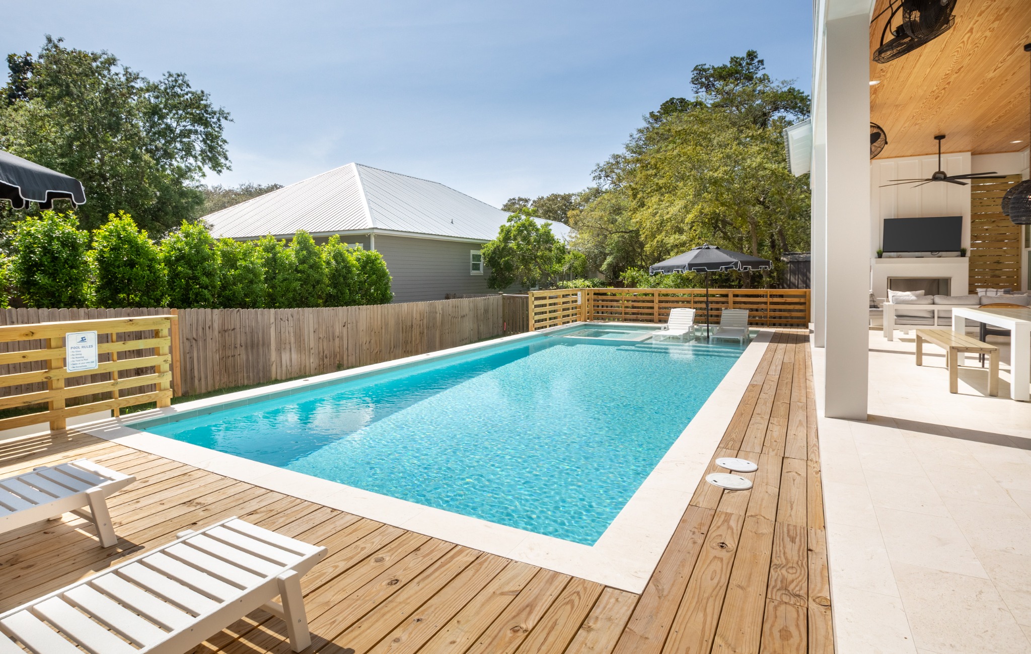 Pool deck and seating area