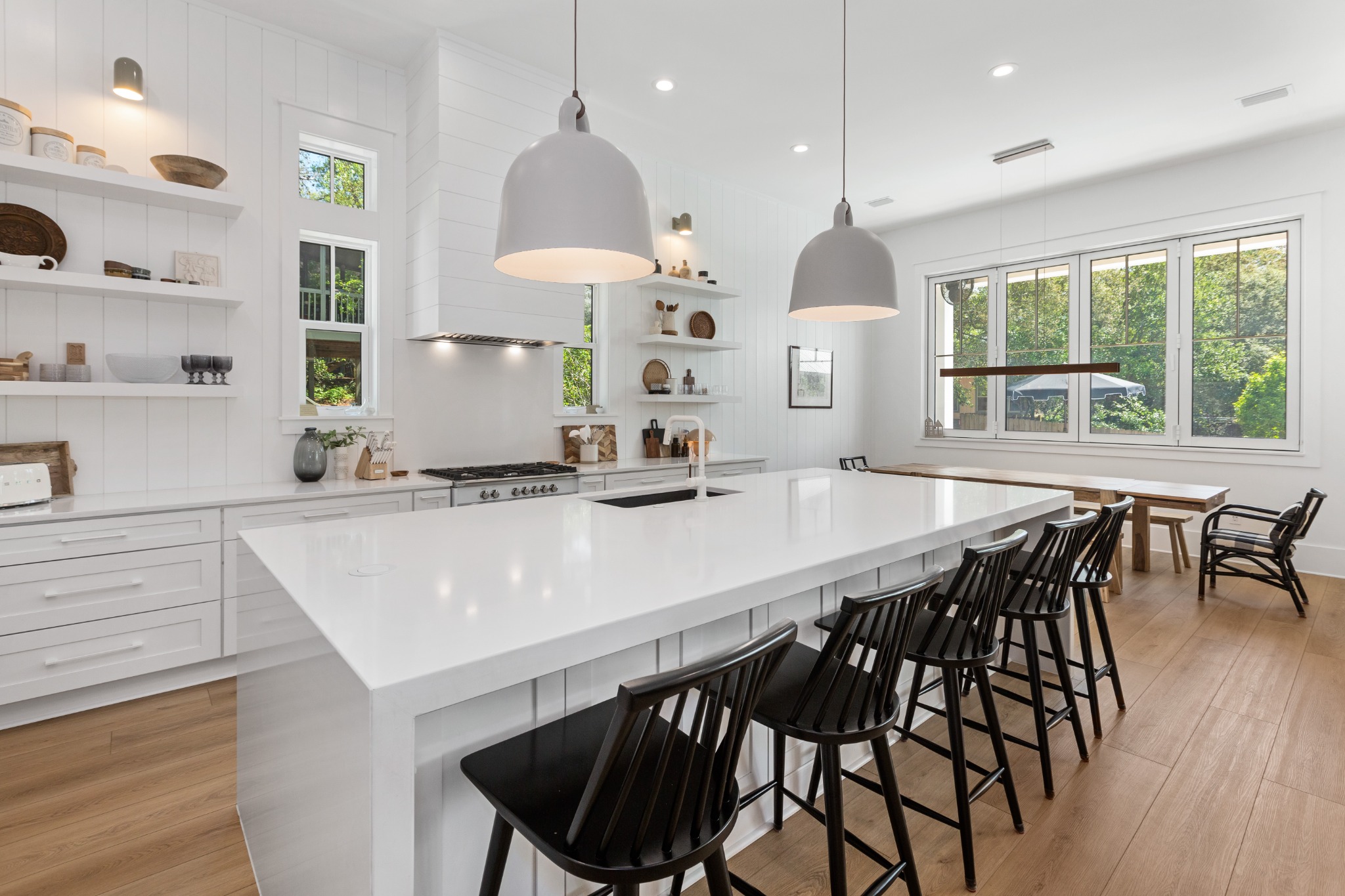 Kitchen island and bar seating