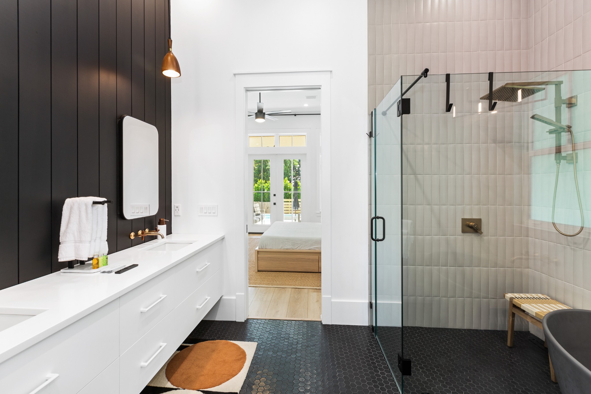 Bathroom shower from the doorway