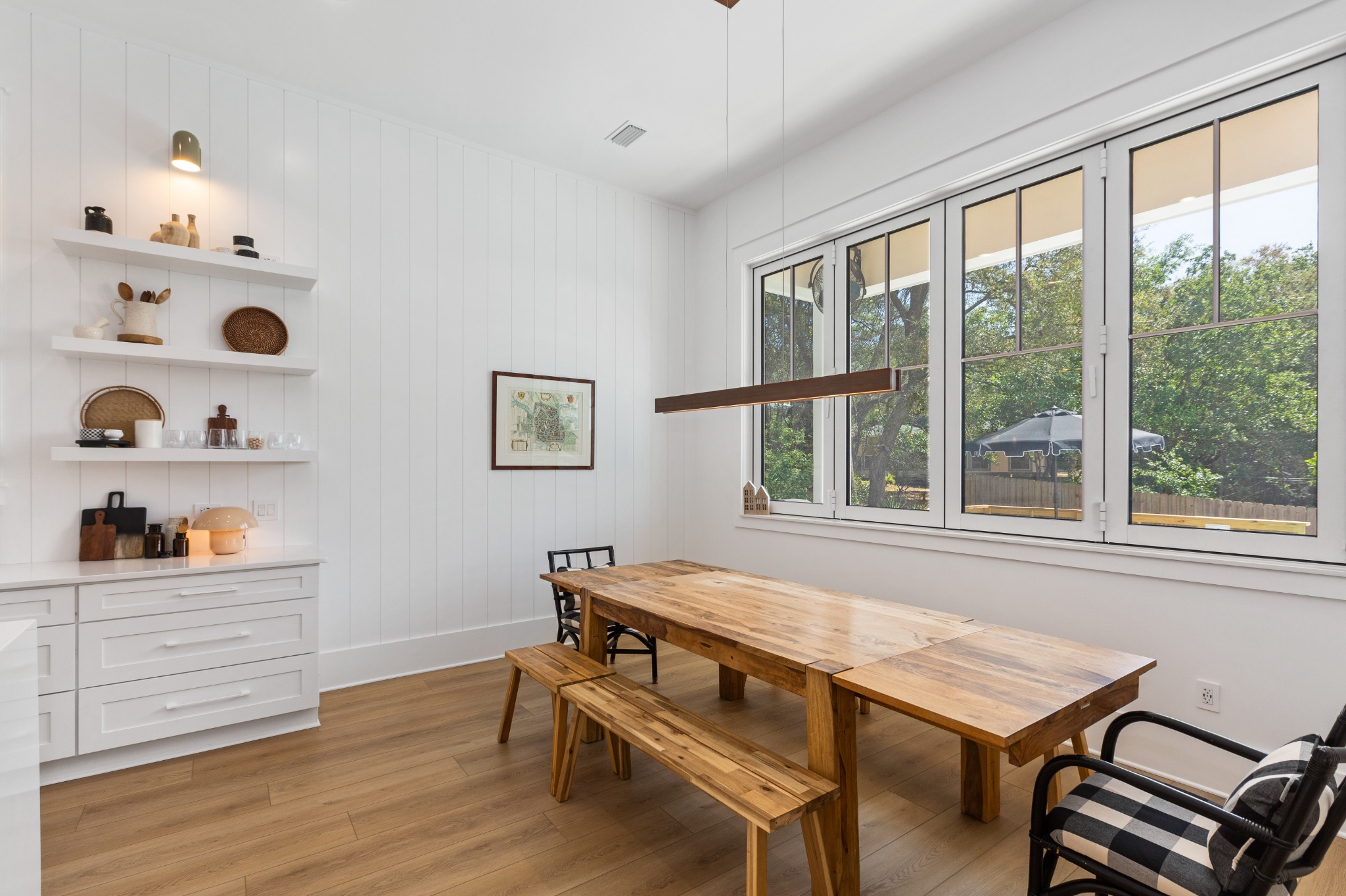 Dining table with bench seating